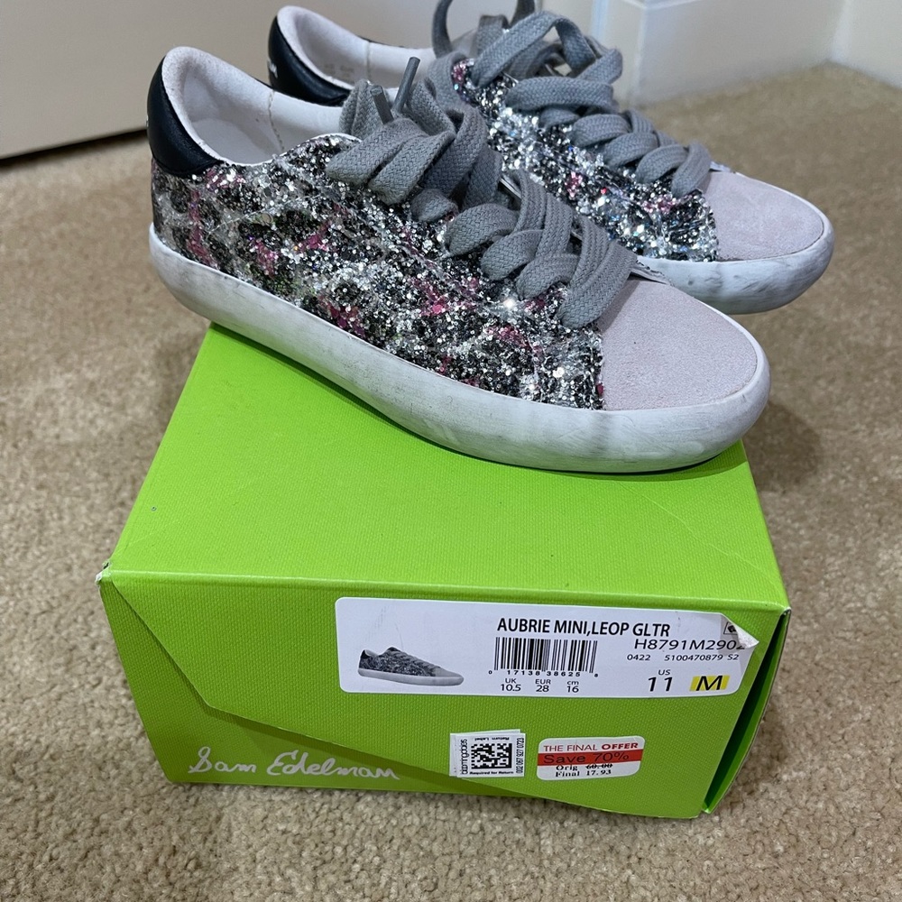 2 OR MORE GET 25% OFF! Sam Eldelman Aubrey Mini Leopard Glitter NEW